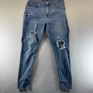 Denizen Levi's High Rise Super Skinny Distressed Blue Jeans Size 18 W34